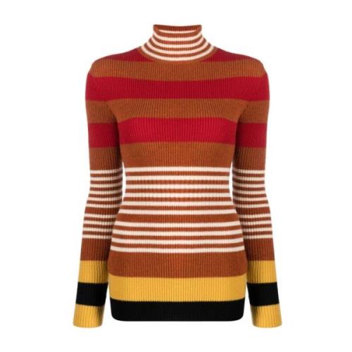 Brun Ribbet Højhalset Sweater