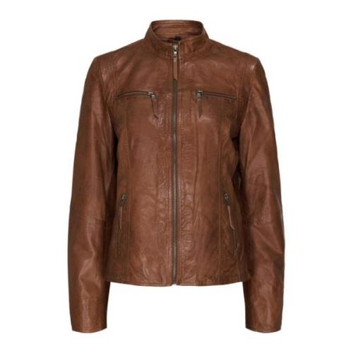 Notyz Biker Jacket W. Collar Skind 1132Rf Dark Cognac W. Gunmetal Acc.