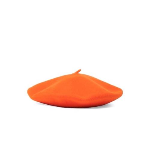 Orange Uldstrik Unisex Beret