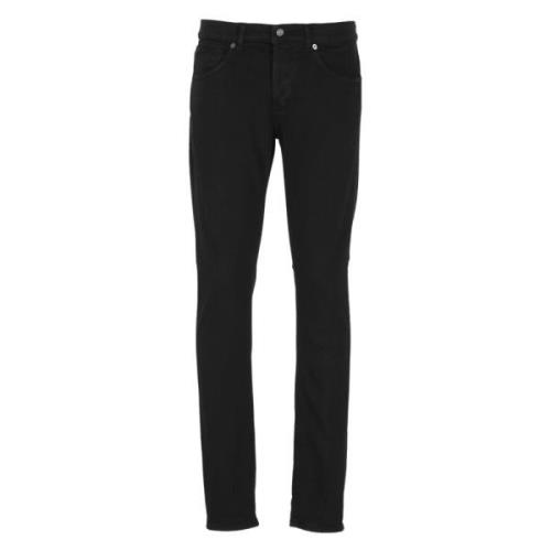 Sorte Slim-Fit Jeans med Metal Monogram