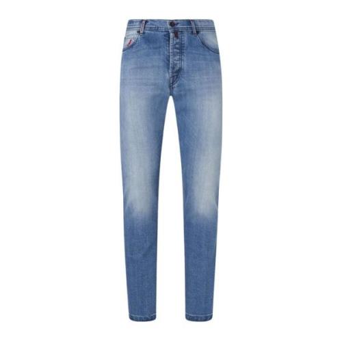 Slim-Fit Bomuld Jeans i Lys Bl? Vask