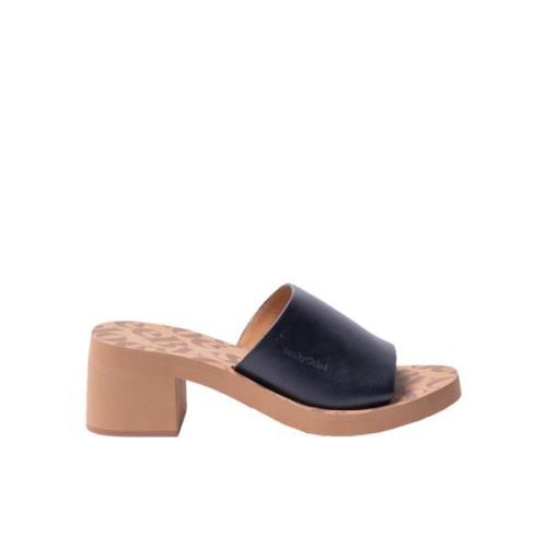 Essie Mule - Sort Læder Hælsandal