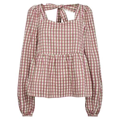 Cecilia LS Bluse, Army Raspberry Check