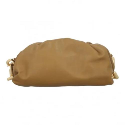 Beige Læder Bottega Veneta Kæde Clutch