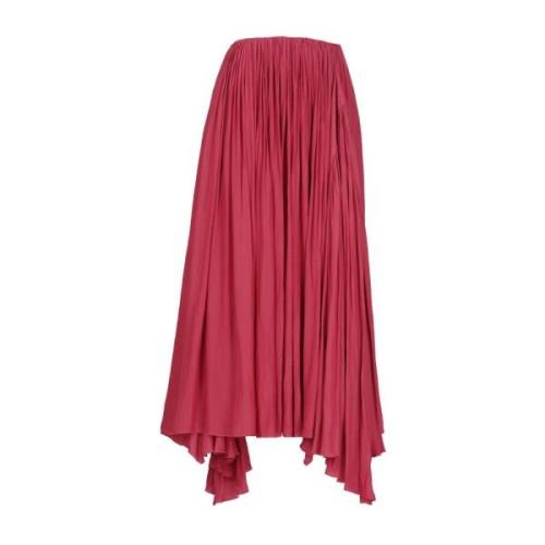 Fuchsia Plisseret Maxi Nederdel