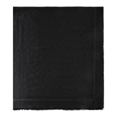 Sort Logo Jacquard Pashmina Tørklæde