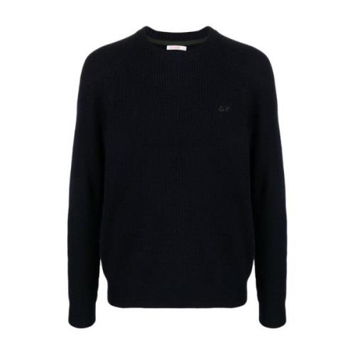 Navy Blue Ribstrikket Trøje