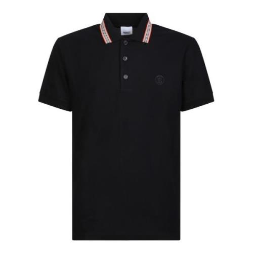 Sort Polo Shirt med Signature Icon Stripe