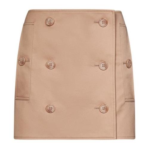 Beige Bomuld Nederdel med Trench-lignende Design