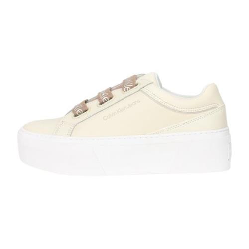 Beige Læder Sneakers, Moderne Stil