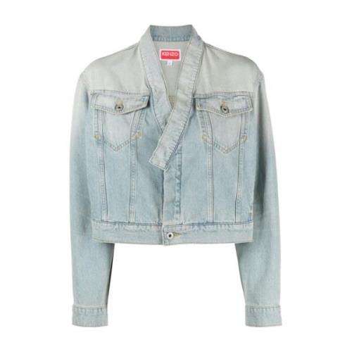 Faded-effektet Cropped Denim Jakke