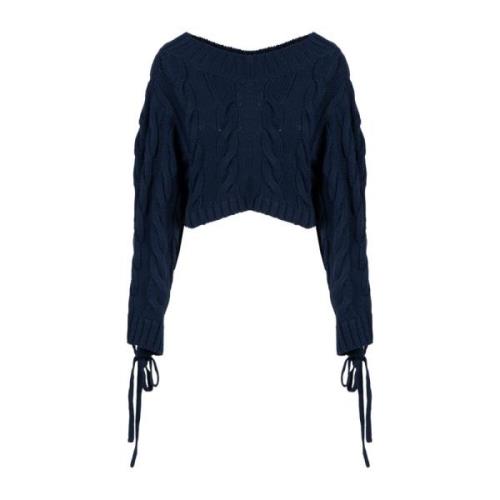 Blå Cable Lace Up Jumper