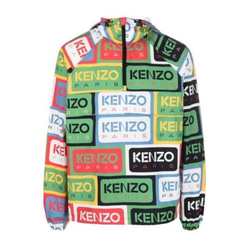 Stilfuld Herre Rød Let Jakke med KENZO Labels Print