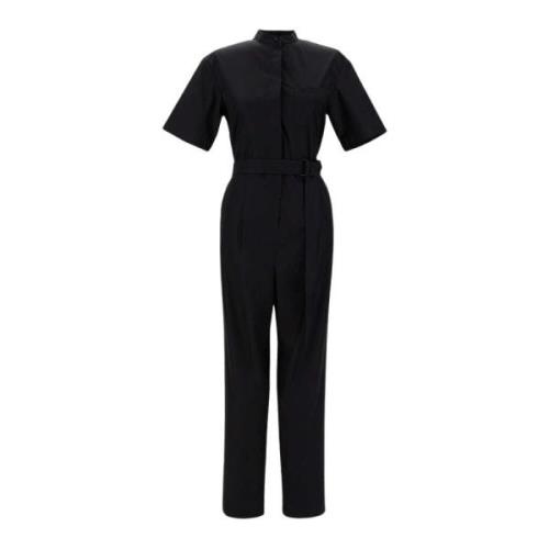 Bomuldspoplin Jumpsuit med Mandarin Krave