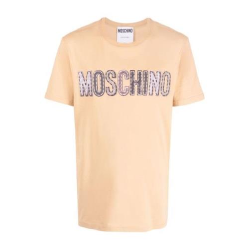 Logo-Patch Bomuld T-shirt, Beige