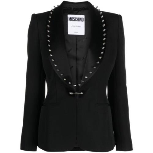 Sort Spike-Dekoreret Bar-Pin Blazer