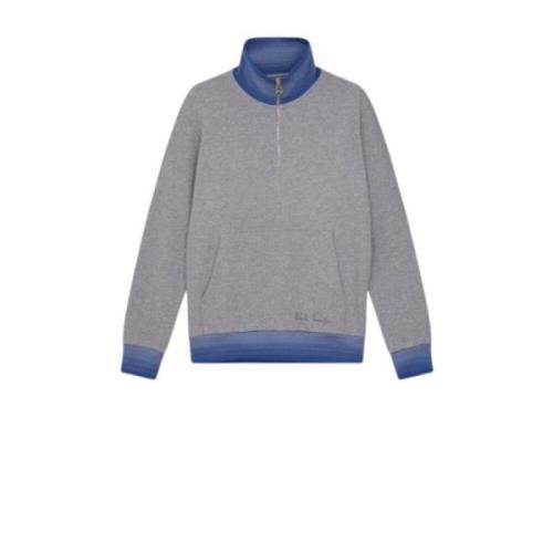 Grå Zip-Neck Sweatshirt, Bomuld, Maskinvaskbar