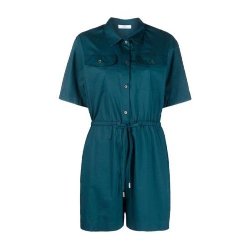 Blå Lomme Kortærmet Playsuit