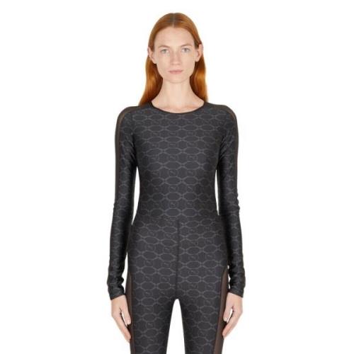 Sporty T7 Bodysuit med Mesh Paneler