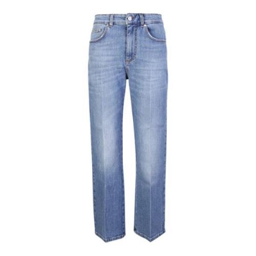 Vintage Blå Crop Flare Jeans