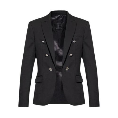 Sort Uld Blazer med Maksimale Revers