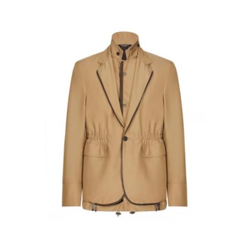 Kamelbrun Lagdelt Enkeltknap Blazer