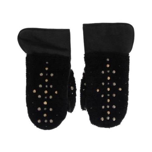 Sort Shearling Studded Handsker