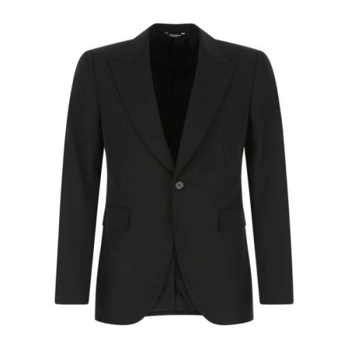 Sort stræk polyester blazer