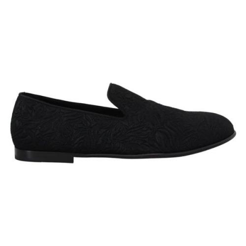 Sort blomstret jacquard slippers loafers sko