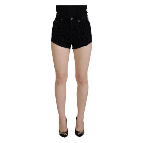 Sort Denim Bomuld Stræk Hot Pants Shorts