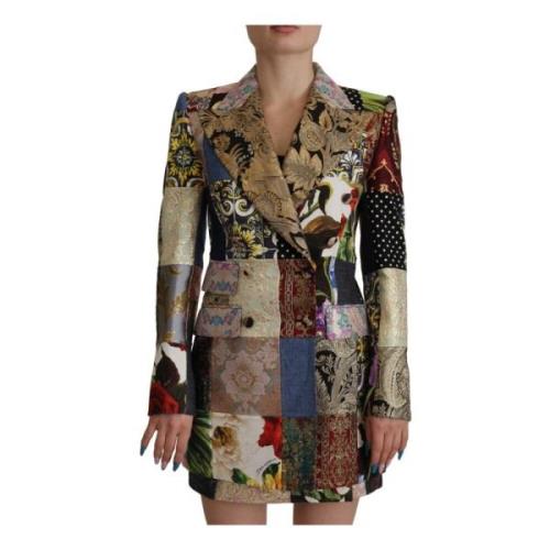 Multifarvet Patchwork Jacquard Blazer Jakke