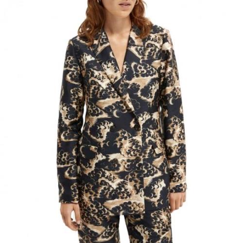 Dobbeltbrystet blazer med print