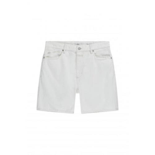 Ivory Denim Shorts med Linetråde