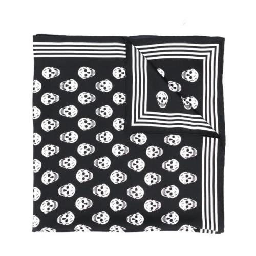 Sort Silke Mini Skull Print Tørklæde