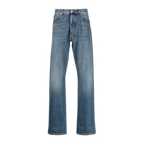 Stonewashed Denim Jeans med opsmøg