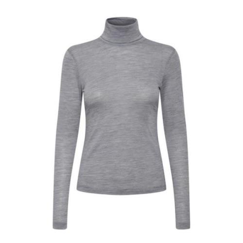 Grå Melange Uld Rollneck Sweater