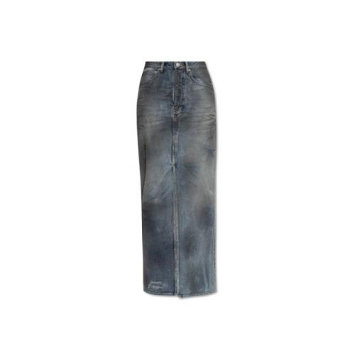 Denimnederdel med vintageeffekt