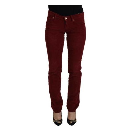 Maroon Corduroy Slim Fit Casual Bukser