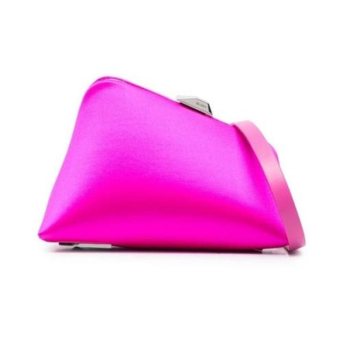 Logo-Print Clutch Taske i Fuchsia Pink