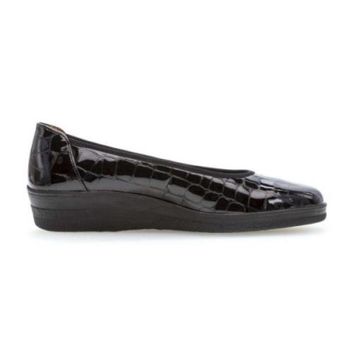 Slip-on til kvinder - Crocoprint Patent Black