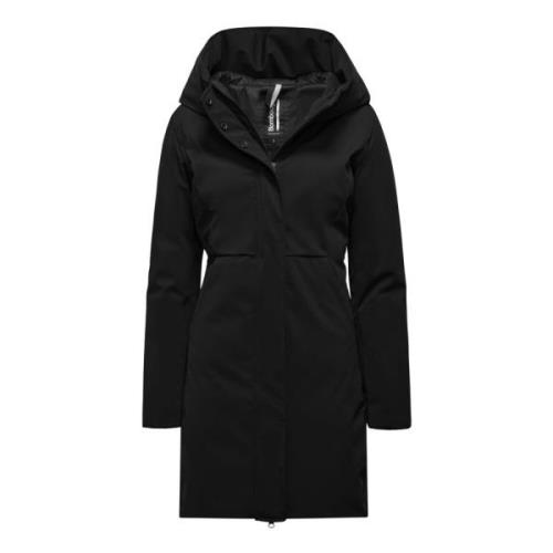 Parka i to materialer med taljeret pasform