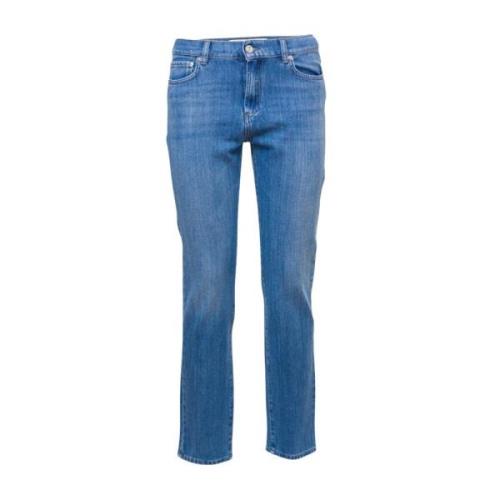 Højtaljede mørke vask slim fit jeans