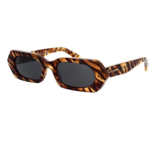 Geometriske solbriller i Havana Tiger Acetat