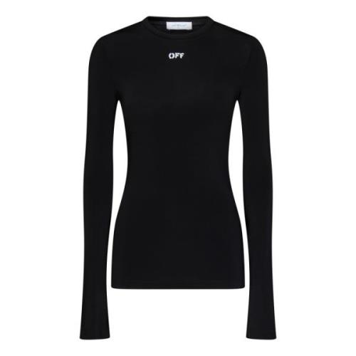 Sort Ribstrikket Sweater med Off Logo