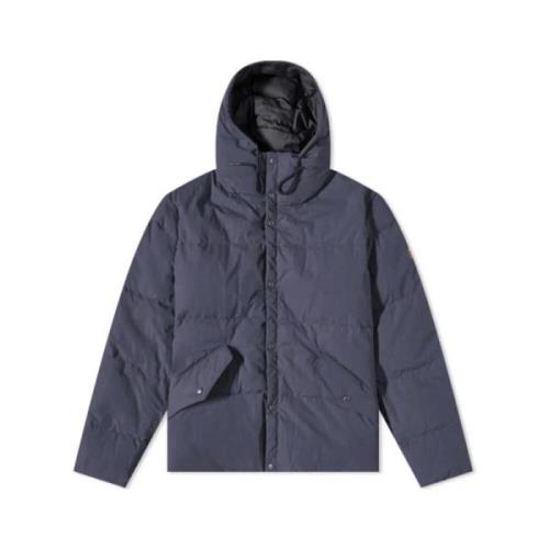 Mørkeblå Crinkle Cropped Puffer Jakke