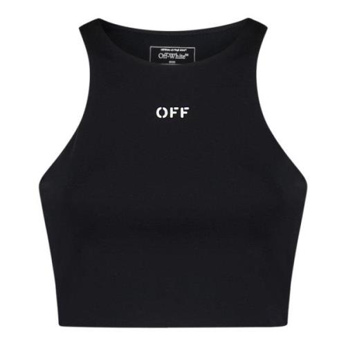 Sort Crop Top med Logo Print