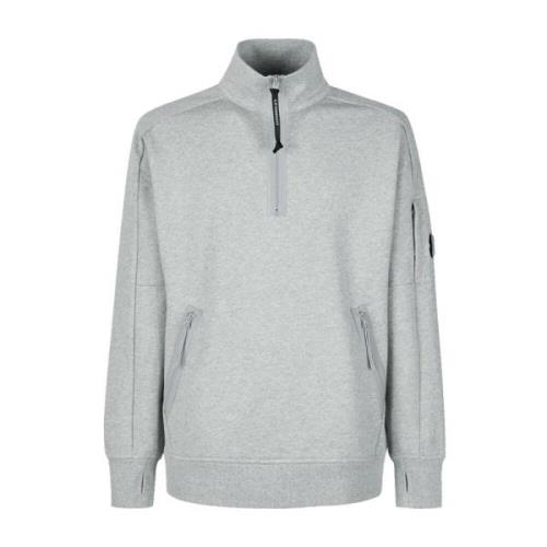 Grå Melange Diagonal Raised Fleece Sweatshirt