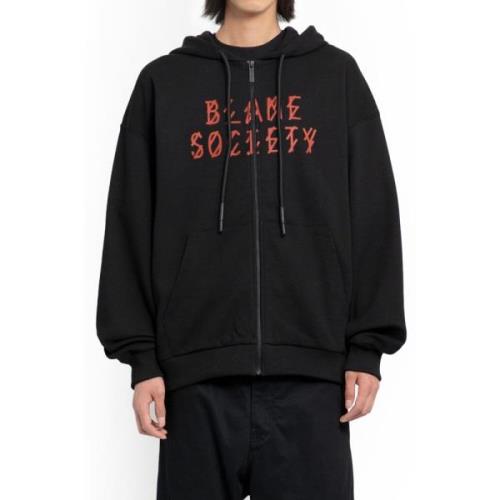 Sort Greed Zip-Up Hoodie med Blame Society Print