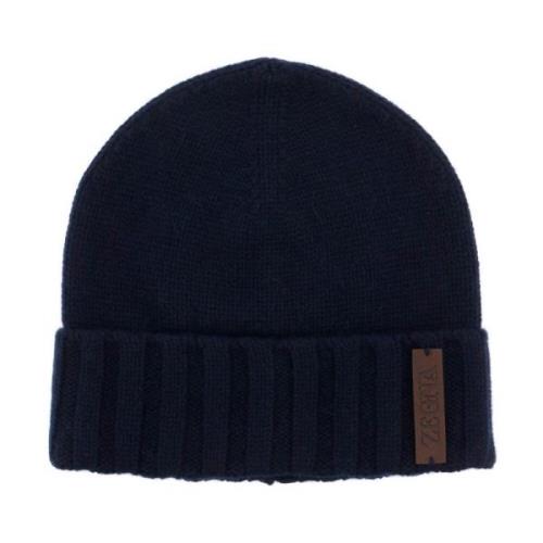 Luksuriøs Cashmere Beanie med Læder Logo Mærke