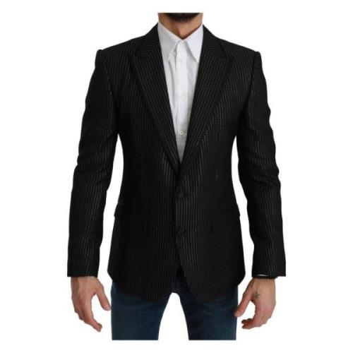 Sort Stribet Enkelt Brystet MARTINI Blazer